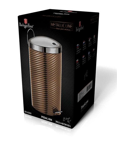 Rubbish Bin KINGHOFF Bh-6300 Rose Gold 20 l ...