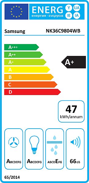 Extractor Hood SAMSUNG NK36C9804WB/UR Energy label