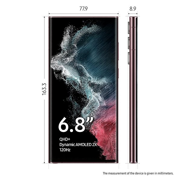 Mobile Phone Samsung Galaxy S22 Ultra 5G 512GB Burgundy Technical draft