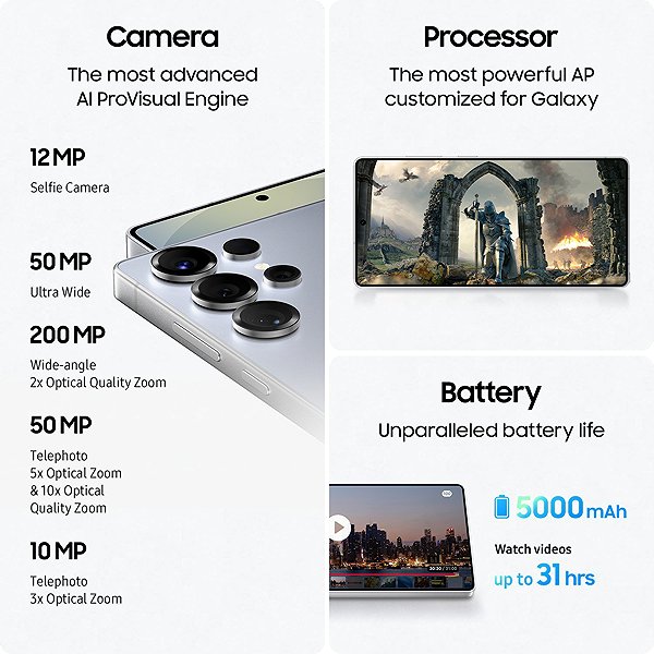 Mobile Phone Samsung Galaxy S25 Ultra 12GB/256GB Titanium Black ...