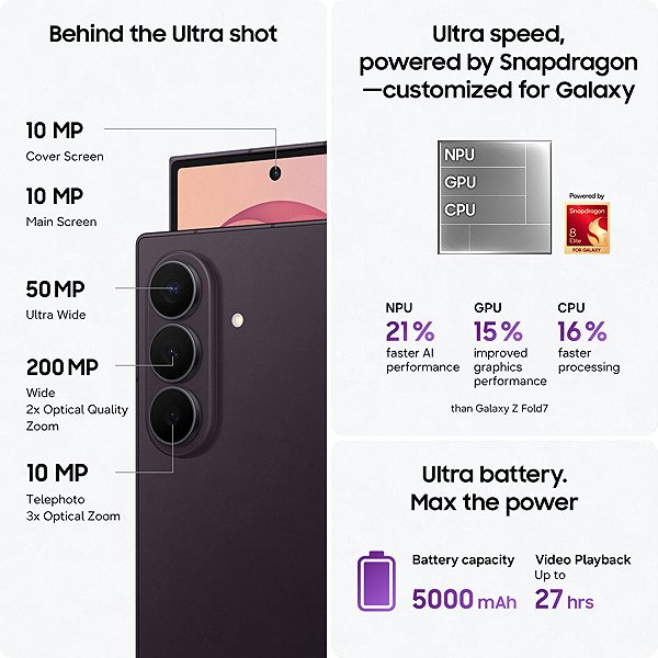 Mobile Phone Samsung Galaxy Z Fold8 Ultra 12GB/512GB Violet Shadow ...