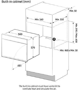 SAMSUNG NV7B41301AS/U3 built-in oven technical drawing