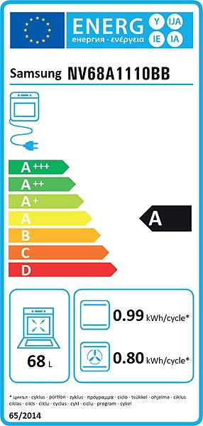 SAMSUNG NV68A1110BB/OL built-in oven energy label