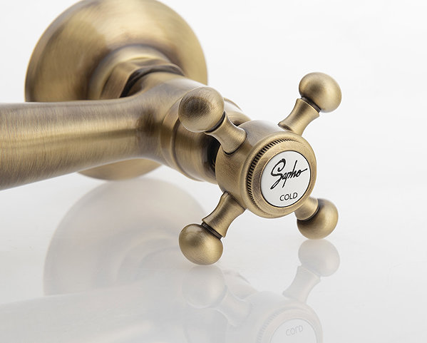 Tap SAPHO ANTEA wall-mounted mixer, top handle, bronze 3366 ...