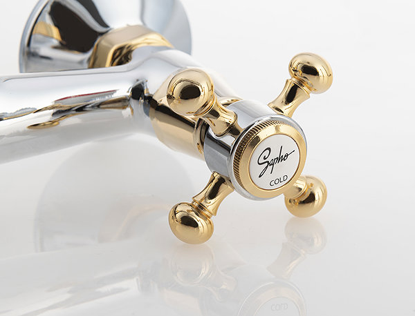 Tap SAPHO ANTEA wall-mounted mixer, top handle, chrome/gold 3362 ...