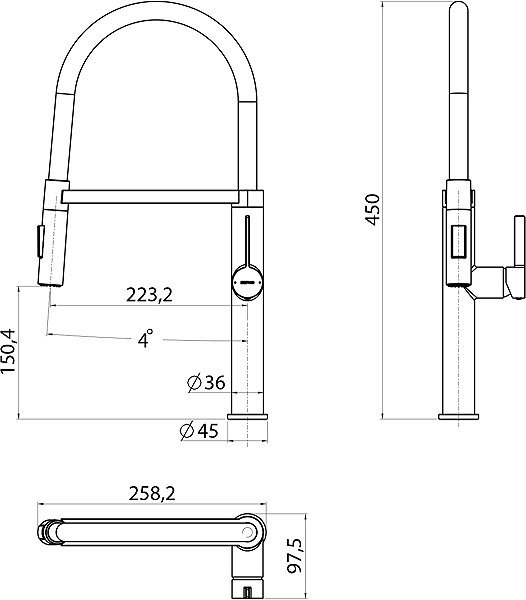Tap SAPHO ATON pedestal basin mixer with shower, chrome EV125 ...