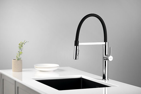 Tap SAPHO ATON pedestal basin mixer with shower, chrome EV125 ...