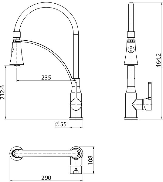Tap SAPHO HEBE pedestal basin mixer with shower, chrome HT430 ...
