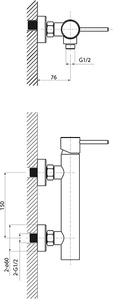 Tap SAPHO ICONIC wall-mounted shower mixer, matt copper AF011PG ...
