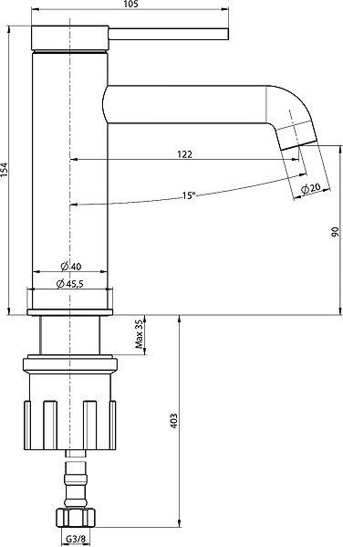 Tap SAPHO KAJA pedestal basin mixer, chrome HJ002 ...