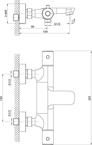 Tap SAPHO KIMURA wall-mounted thermostatic bath mixer, chrome KU210 ...