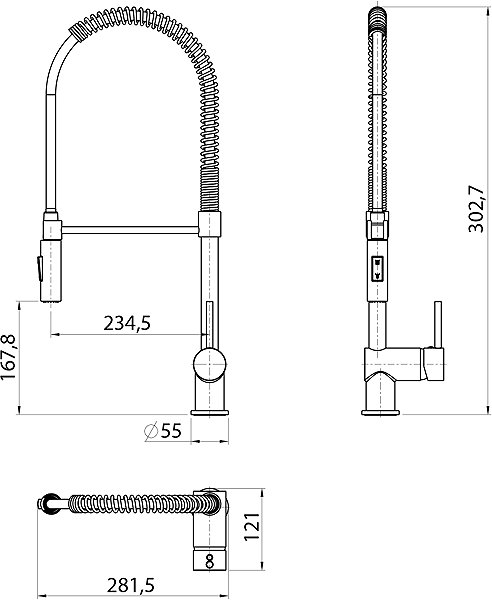 Tap SAPHO MOOVAN pedestal basin mixer with shower, chrome FF125 ...