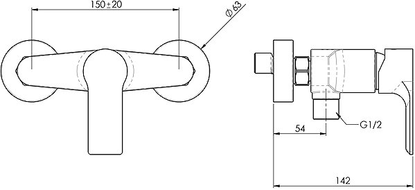 Tap SAPHO PAX wall-mounted shower mixer, matt white XA11/14 ...