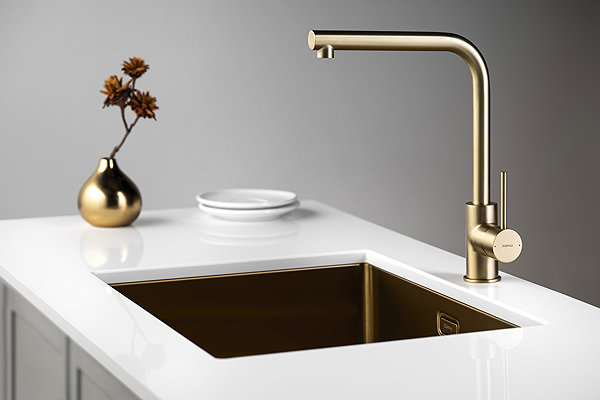 Tap SAPHO Corner basin mixer, gold matt JK125GB ...
