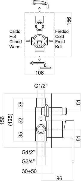 Tap SAPHO SPECTRE concealed shower mixer, 2 outlets, chrome 1102-42C ...