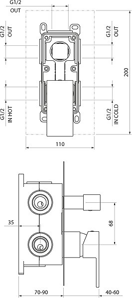 Tap SAPHO SPECTRE concealed shower mixer, 3 outlets, mat black 1102-87B ...