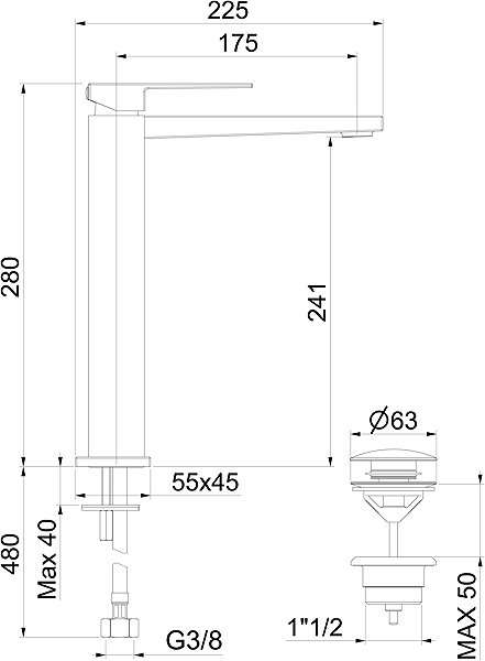 Tap SAPHO SPECTRE basin mixer with high lever, chrome 1102-04C ...
