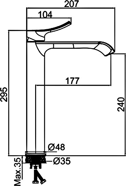 Tap SAPHO SUGA basin mixer with high lever, chrome TJ006 ...
