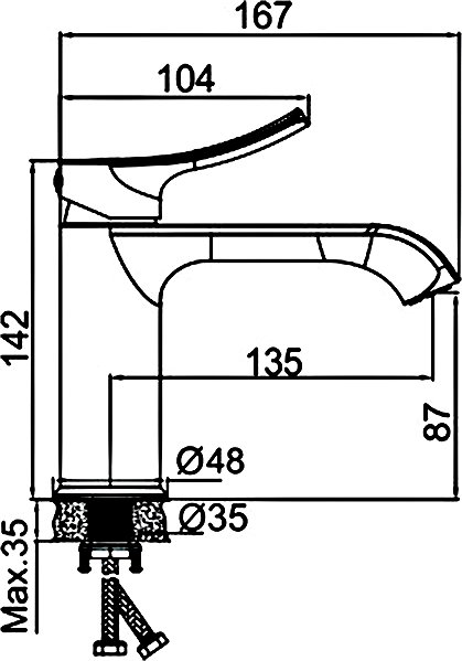 Tap SAPHO SUGA pedestal basin mixer, chrome TJ002 ...