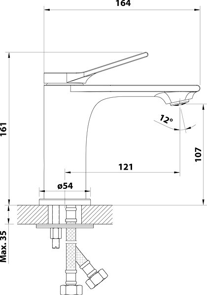 Tap AQUALINE BOLERO basin mixer without spout, chrome ...