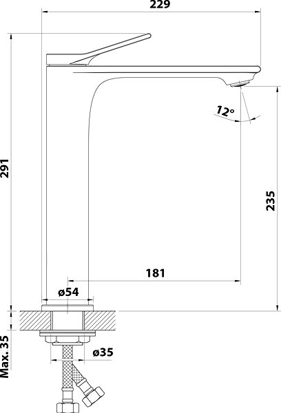 Tap AQUALINE BOLERO basin mixer, high, without spout, chrome ...