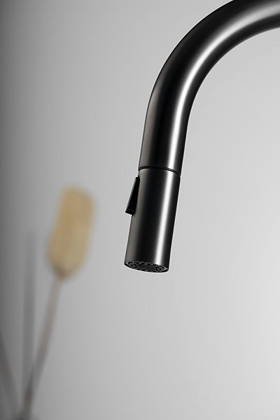 Tap SAPHO FLAWO pedestal basin mixer with pull-out shower, gun metal ...