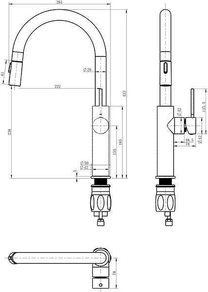 Tap SAPHO FLAWO pedestal basin mixer with pull-out shower, matt copper ...