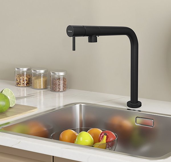 Tap SAPHO PRIS pedestal sink / basin mixer, black ...