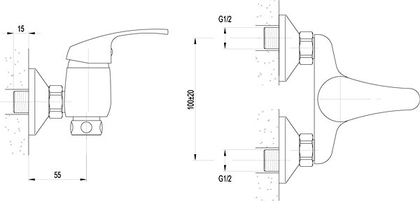 Tap AQUALINE AQUALINE 35 wall-mounted mixer 3/4