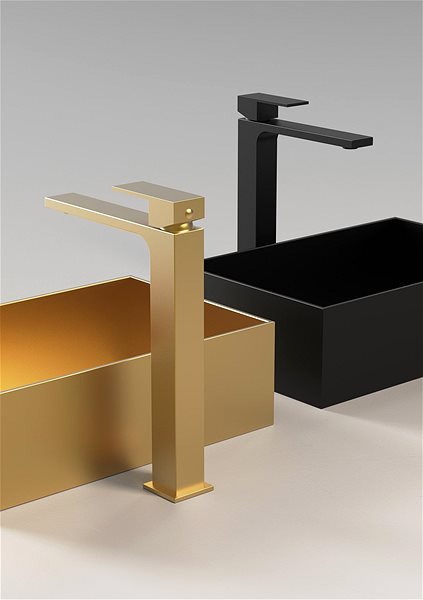 Tap SAPHO CUBEMIX pedestal basin mixer, high, without spout, mat black CM006B ...