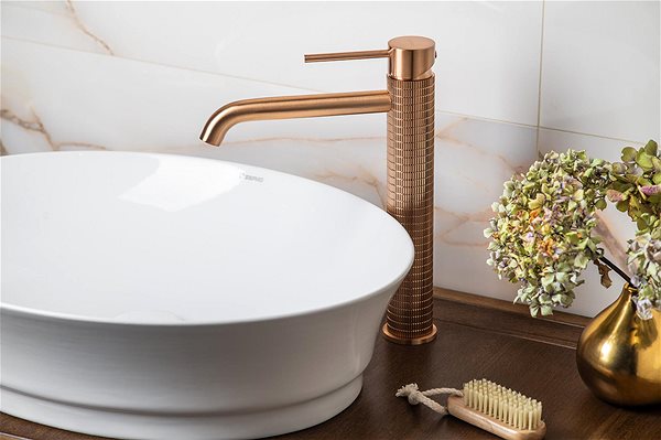 Tap SAPHO FLAWO pedestal basin mixer without spout, matt copper FR678G ...
