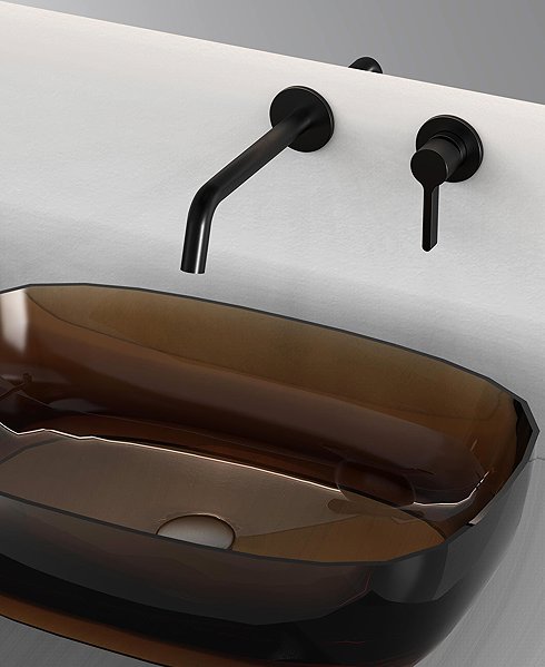 Tap SAPHO ICONIC two-element basin mixer, black matt AF008B ...