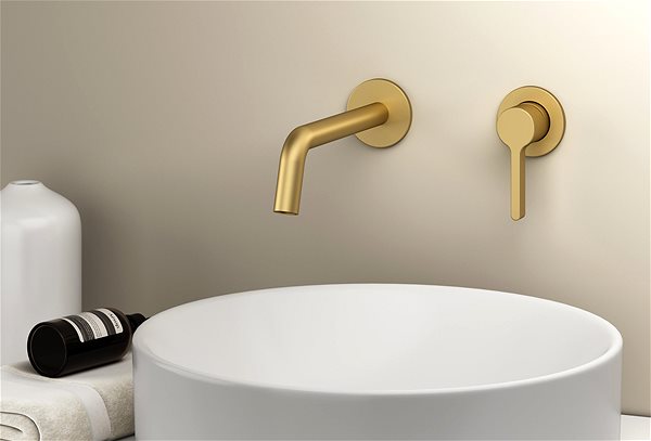 Tap SAPHO ICONIC two-element basin mixer with concealed installation, gold matt AF008GB ...