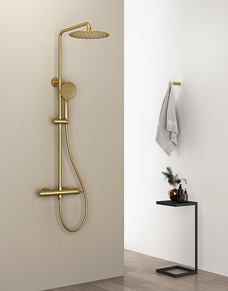 Tap SAPHO ICONIC shower column with lever mixer, matt gold AF139GB ...
