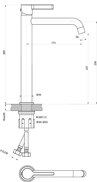 Tap SAPHO ICONIC basin mixer, high, without spout, matt gold AF006GB ...