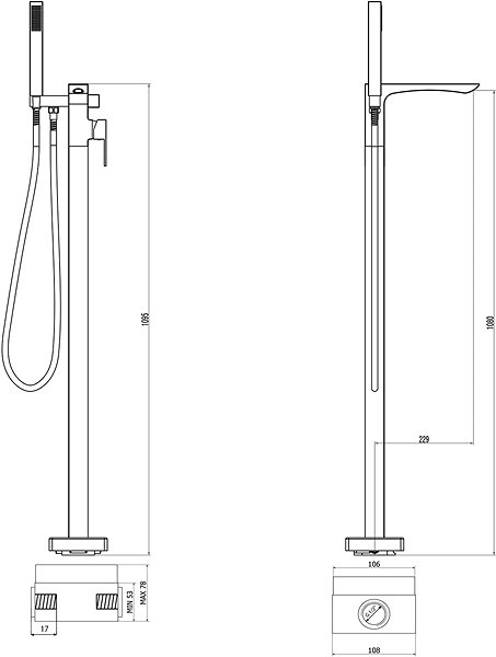 Tap SAPHO LATUS floorstanding bath mixer, black matt 1102-10B ...