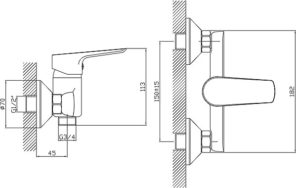 Tap AQUALINE LOTTA wall-mounted sink mixer 3/4