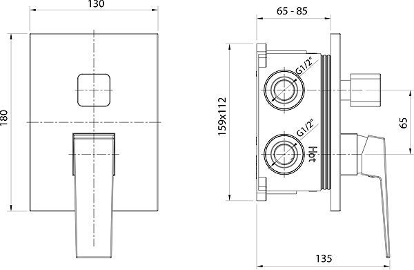 Tap AQUALINE RITMO concealed shower mixer, box, 3 outlets, chrome RT043 ...