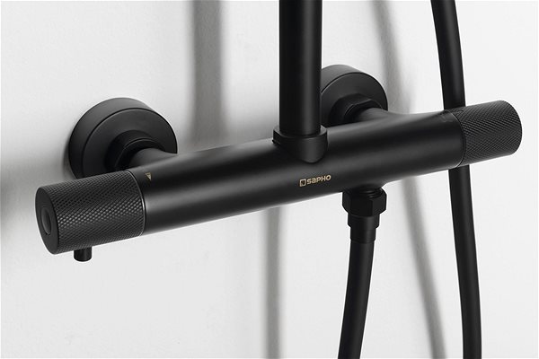 Tap SAPHO SOLARIS shower column with thermostatic mixer, mat black WD139B ...