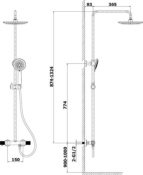 Tap SAPHO SOLARIS shower column with thermostatic mixer, chrome WD139 ...