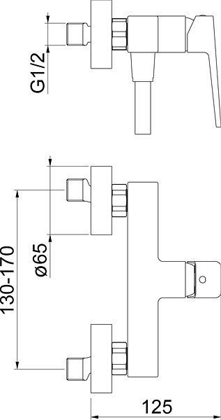 Tap SAPHO TURSI wall-mounted shower mixer, black matt TI011B ...