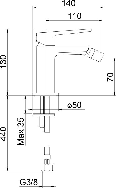 Tap SAPHO TURSI standing bidet mixer without waste, chrome TI003 ...
