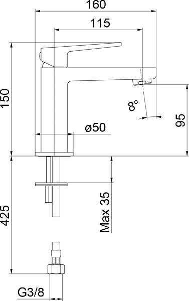 Tap SAPHO TURSI pedestal basin mixer without waste, chrome TI002 ...