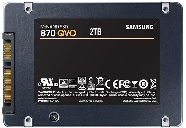 SSD disk Samsung 870 QVO 2TB Zadní strana