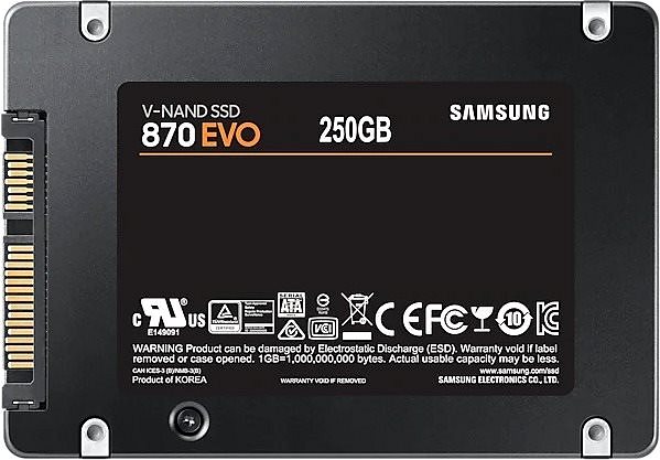 SSD meghajtó Samsung 870 EVO 250GB Hátoldal