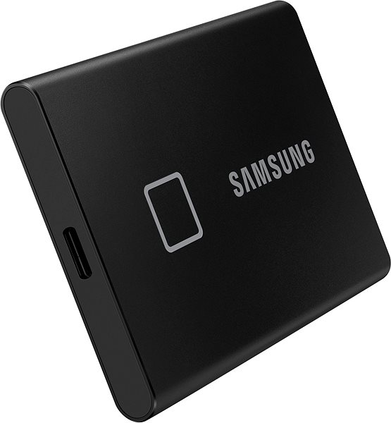 External Hard Drive Samsung Portable SSD T7 Touch 500GB black Lateral view