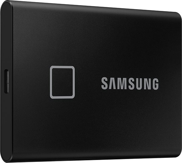 External Hard Drive Samsung Portable SSD T7 Touch 500GB black Lateral view