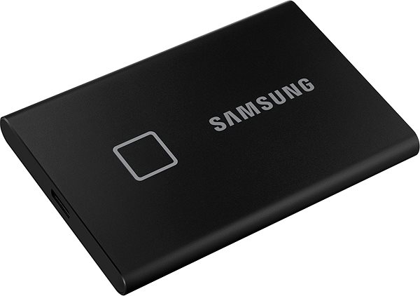 External Hard Drive Samsung Portable SSD T7 Touch 2TB Black Lateral view