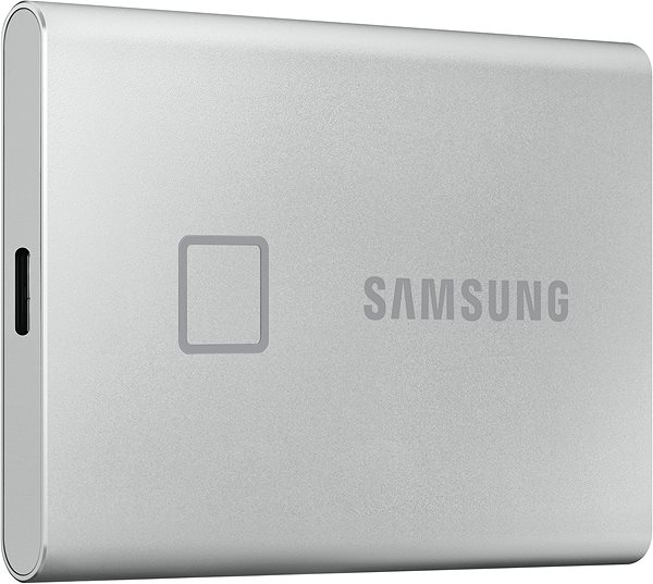 External Hard Drive Samsung Portable SSD T7 Touch 500GB Silver Lateral view