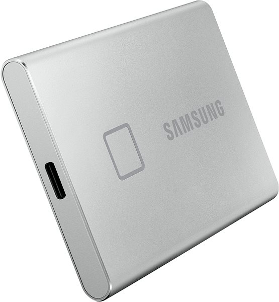 External Hard Drive Samsung Portable SSD T7 Touch 1TB Silver Lateral view